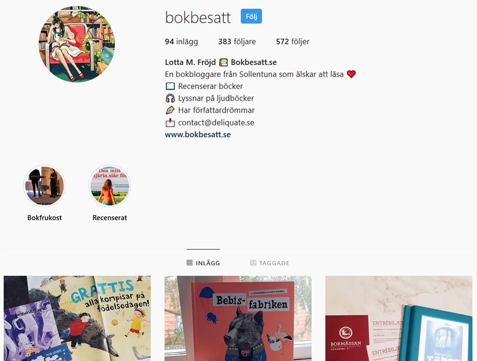 Bokbesatt instagram